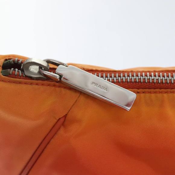 PRADA Shoulder Bag Nylon Orange Silver Auth 89359 - Picture 9 of 16